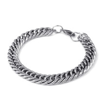 Stainless steel thick wide flat bracelet