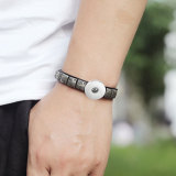 Punk Vintage Leather Bracelet Simple Versatile Adjustable Men's Jewelry fit 20mm Snaps button jewelry wholesale
