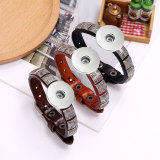 Punk Vintage Leather Bracelet Simple Versatile Adjustable Men's Jewelry fit 20mm Snaps button jewelry wholesale