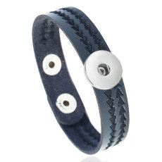 Leather Bracelet Computer Embroidered Men's and Women's Bracelet Simple Imitation Leather Bracelet fit 20mm Snaps button jewelry wholesale
