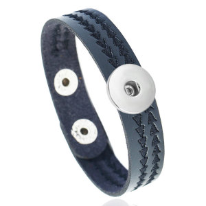 Leather Bracelet Computer Embroidered Men's and Women's Bracelet Simple Imitation Leather Bracelet fit 20mm Snaps button jewelry wholesale