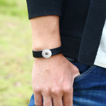 Leather Bracelet Computer Embroidered Men's and Women's Bracelet Simple Imitation Leather Bracelet fit 20mm Snaps button jewelry wholesale
