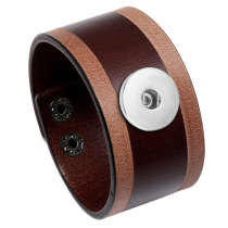 Vintage and old cowhide bracelet simple light plate wide leather bracelet fit 20mm Snaps button jewelry wholesale