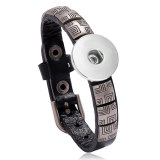 Punk Vintage Leather Bracelet Simple Versatile Adjustable Men's Jewelry fit 20mm Snaps button jewelry wholesale