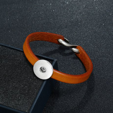 Simple Leather Bracelet Men's Jewelry Fashion Versatile Punk Rock Leather Bracelet fit 20mm Snaps button jewelry wholesale
