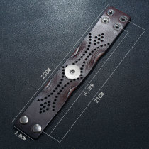 Punk Vintage Leather Bracelet Embossed Genuine  Leather Bracelet fit 20mm Snaps button jewelry wholesale