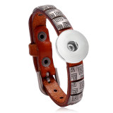 Punk Vintage Leather Bracelet Simple Versatile Adjustable Men's Jewelry fit 20mm Snaps button jewelry wholesale
