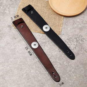 Retro Simple Men's Leather Bracelet fit 20mm snaps  jewelry