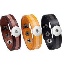 23CM Simple Versatile Leather Bracelet Fashion Punk Leather Bracelet fit 20mm Snaps button jewelry wholesale
