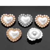 23MM Metal Button Pearl Heart Shape love