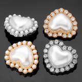 23MM Metal Button Pearl Heart Shape love