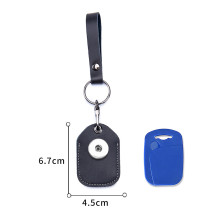 Leather keychain access card ic bus card elevator induction protective cover genuine leather fit 18mm snap button jewelry