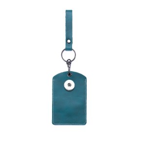 Leather keychain access card ic bus card elevator induction protective cover genuine leather fit 18mm snap button jewelry
