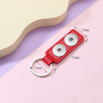 PU Leather Keychain Double Sided Car Line Small Gift Metal Pendant Car Keychain fit 18mm snap button jewelry