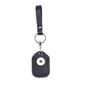 Leather keychain access card ic bus card elevator induction protective cover genuine leather fit 18mm snap button jewelry