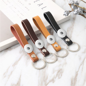 High-grade Genuine Leather  car key chain creative retro leather key rope anti-lost exquisite key chain fit 18mm snap button jewelry