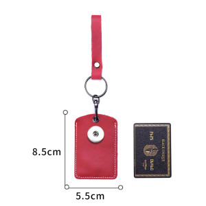 Leather keychain access card ic bus card elevator induction protective cover genuine leather fit 18mm snap button jewelry