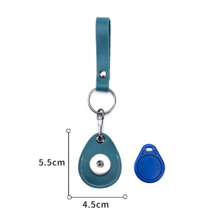 access control card holder water drop keychain protective case genuine leather fit 18mm snap button jewelry
