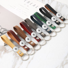 DIY horseshoe buckle leather keychain for men and women with retro simple high-end leather car keychain fit 18mm snap button jewelry