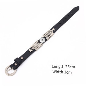 Genuine leather bracelet pure handmade vintage cowhide fit 20mm snaps  jewelry