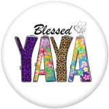 20MM Nana Mimi YaYa GiGi Mom Print glass snaps buttons