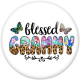 20MM Nana Mimi YaYa GiGi Mom Print glass snaps buttons
