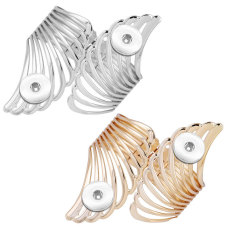 Wings Pop Bracelet Fashion Feather MAetal Texture Open Bracelet fit 18mm snap button jewelry