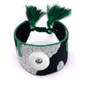 camouflage Ribbon Bracelet DIY Embroidered Tassel Wristband 20MM  snaps jewelry