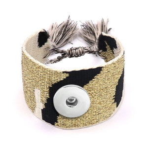 camouflage Ribbon Bracelet DIY Embroidered Tassel Wristband 20MM  snaps jewelry