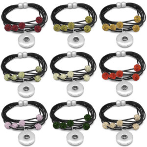MIX 9PCS Braided Bracelet Bracelet Fits 20mm Snap Jewelry