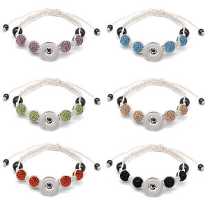 MIX 6PCS Braided Bracelet Bracelet Fits 20mm Snap Jewelry