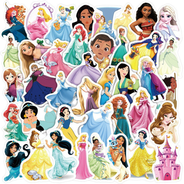 50pcs Cartoon princess graffiti stickers decorative suitcase notebook waterproof detachable stickers