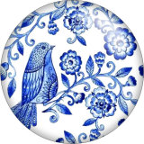20MM Blue pattern Print glass snaps buttons