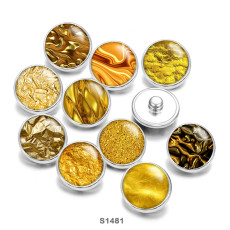 20MM Yellow pattern Print glass snaps buttons