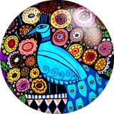 20MM Colorful Flower  pattern Print glass snaps buttons