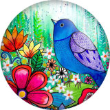20MM Colorful Flower  pattern Print glass snaps buttons