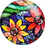 20MM Colorful Flower  pattern Print glass snaps buttons