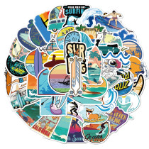 50pcs summer beach surfing graffiti stickers decorative suitcase notebook waterproof detachable stickers