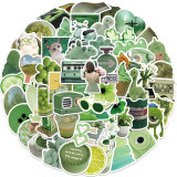 60pcs green small fresh graffiti decorative suitcase notebook waterproof detachable stickers