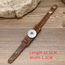 vintage Genuine Leather bracelet fit 20mm snaps button DIY jewelry