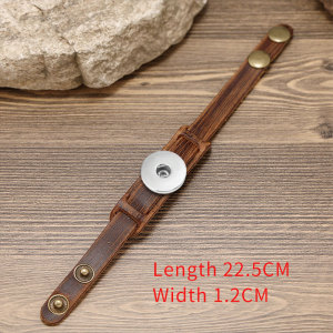 vintage Genuine Leather bracelet fit 20mm snaps button DIY jewelry