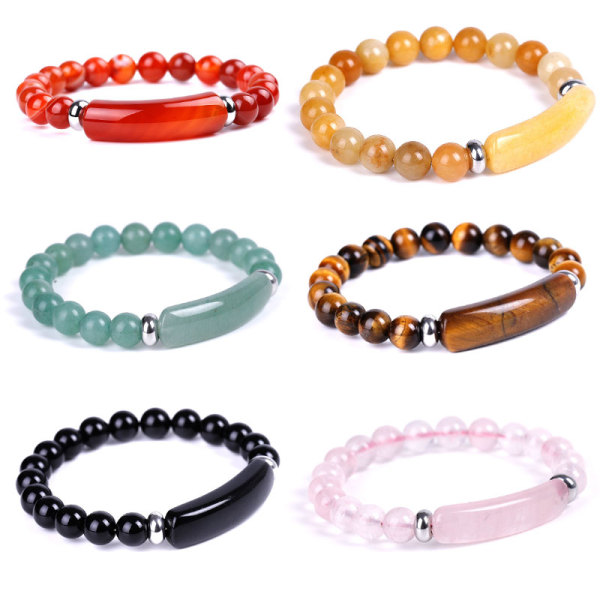 Pink Crystal Bridge Bracelet Tiger's Eye Green Aventurine Bracelet European and American Fashion Jewelry