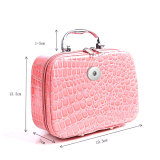 Stone pattern makeup box large capacity portable makeup women's bag with mirror storage makeup box fit 18mm snap button jewelry