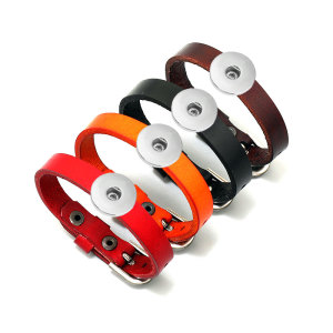 Vintage Adjustable Leather Bracelet Fashion Jewelry Men's Bracelet 20mm snaps jewelry