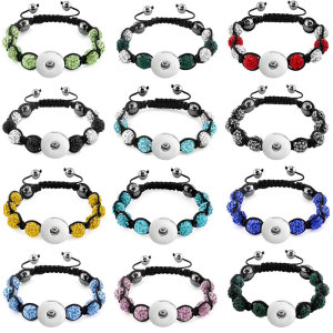 10mm 9 diamond rhinestone balls braided Shambhala bracelet soft clay ladies 20MM snap jewelry
