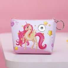 Cartoon Unicorn Cosmetic Organizer Holding Waterproof Travel Toiletry Bag 20mm snap button jewelry