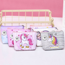 Cartoon Unicorn Cosmetic Organizer Holding Waterproof Travel Toiletry Bag 20mm snap button jewelry