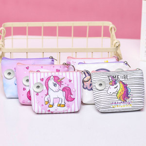 Cartoon Unicorn Cosmetic Organizer Holding Waterproof Travel Toiletry Bag 20mm snap button jewelry