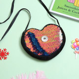 One-shoulder messenger bag DIY funny love-shaped sequin coin purse 20mm snap button jewelry