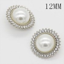12MM Pearl flower enamel rhinestones  metal  snap buttons